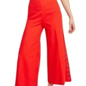 Anthropologie High Rise Cropped Wide Leg Button Pants Size 4